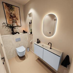 Mondiaz TURE-DLUX 100cm toiletmeubel Clay. EDEN wastafel Ostra positie midden. Met 1 kraangat. TUREDX100CLAM1OST