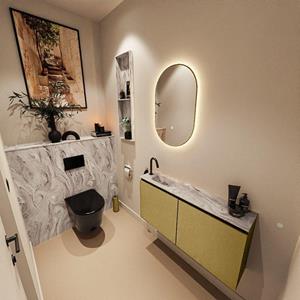 Mondiaz TURE-DLUX 100cm toiletmeubel Oro. EDEN wastafel Glace positie links. Met 1 kraangat. TUREDX100OROL1GLA