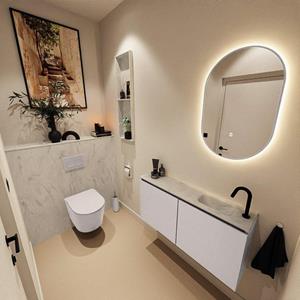 Mondiaz TURE-DLUX 100cm toiletmeubel Cale. EDEN wastafel Opalo positie rechts. Met 1 kraangat. TUREDX100CALR1OPA