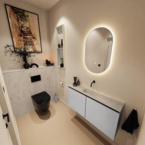 Mondiaz TURE-DLUX 100cm toiletmeubel Plata. EDEN wastafel Opalo positie midden. Zonder kraangat. TUREDX100PLAM0OPA