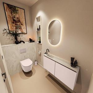 Mondiaz TURE-DLUX 100cm toiletmeubel Rosee. EDEN wastafel Ostra positie links. Met 1 kraangat. TUREDX100ROSL1OST