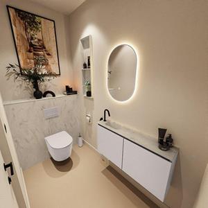 Mondiaz TURE-DLUX 100cm toiletmeubel Cale. EDEN wastafel Opalo positie links. Met 1 kraangat. TUREDX100CALL1OPA