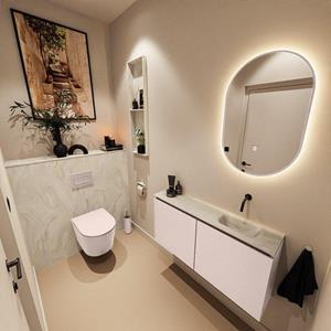 Mondiaz TURE-DLUX 100cm toiletmeubel Rosee. EDEN wastafel Ostra positie rechts. Zonder kraangat. TUREDX100ROSR0OST