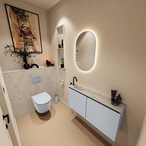 Mondiaz TURE-DLUX 100cm toiletmeubel Clay. EDEN wastafel Opalo positie links. Met 1 kraangat. TUREDX100CLAL1OPA