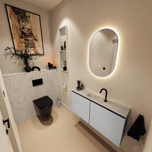 Mondiaz TURE-DLUX 100cm toiletmeubel Plata. EDEN wastafel Opalo positie midden. Met 1 kraangat. TUREDX100PLAM1OPA