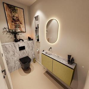 Mondiaz TURE-DLUX 100cm toiletmeubel Oro. EDEN wastafel Glace positie links. Zonder kraangat. TUREDX100OROL0GLA