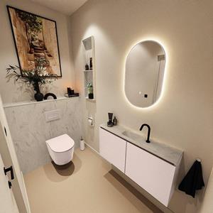 Mondiaz TURE-DLUX 100cm toiletmeubel Rosee. EDEN wastafel Opalo positie midden. Met 1 kraangat. TUREDX100ROSM1OPA