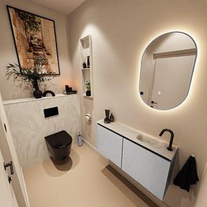 Mondiaz TURE-DLUX 100cm toiletmeubel Plata. EDEN wastafel Ostra positie rechts. Met 1 kraangat. TUREDX100PLAR1OST