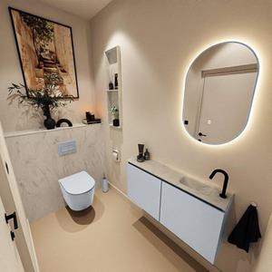 Mondiaz TURE-DLUX 100cm toiletmeubel Clay. EDEN wastafel Opalo positie rechts. Met 1 kraangat. TUREDX100CLAR1OPA