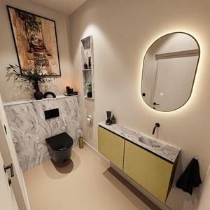 Mondiaz TURE-DLUX 100cm toiletmeubel Oro. EDEN wastafel Glace positie rechts. Zonder kraangat. TUREDX100OROR0GLA