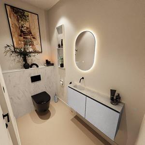 Mondiaz TURE-DLUX 100cm toiletmeubel Plata. EDEN wastafel Opalo positie links. Zonder kraangat. TUREDX100PLAL0OPA