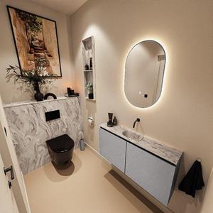 Mondiaz TURE-DLUX 100cm toiletmeubel Plata. EDEN wastafel Glace positie midden. Zonder kraangat. TUREDX100PLAM0GLA