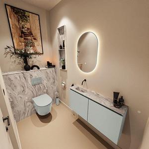 Mondiaz TURE-DLUX 100cm toiletmeubel Greey. EDEN wastafel Glace positie links. Zonder kraangat. TUREDX100GREL0GLA