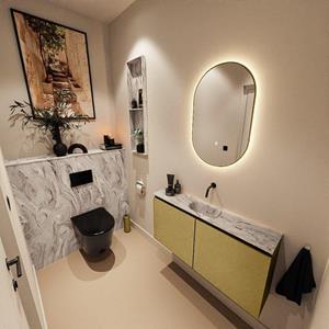 Mondiaz TURE-DLUX 100cm toiletmeubel Oro. EDEN wastafel Glace positie midden. Zonder kraangat. TUREDX100OROM0GLA