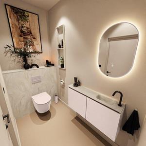 Mondiaz TURE-DLUX 100cm toiletmeubel Rosee. EDEN wastafel Ostra positie rechts. Met 1 kraangat. TUREDX100ROSR1OST