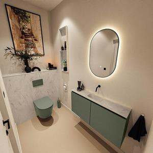 Mondiaz TURE-DLUX 100cm toiletmeubel Army. EDEN wastafel Opalo positie midden. Zonder kraangat. TUREDX100ARMM0OPA