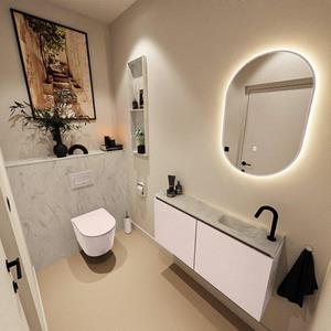 Mondiaz TURE-DLUX 100cm toiletmeubel Rosee. EDEN wastafel Opalo positie rechts. Met 1 kraangat. TUREDX100ROSR1OPA