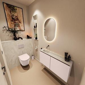 Mondiaz TURE-DLUX 100cm toiletmeubel Rosee. EDEN wastafel Ostra positie links. Zonder kraangat. TUREDX100ROSL0OST