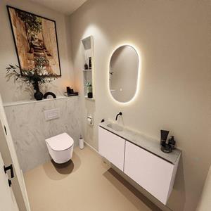 Mondiaz TURE-DLUX 100cm toiletmeubel Rosee. EDEN wastafel Opalo positie links. Zonder kraangat. TUREDX100ROSL0OPA