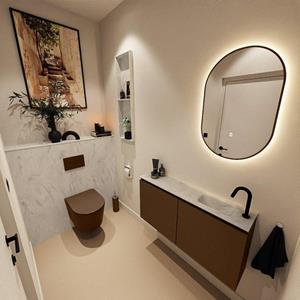 Mondiaz TURE-DLUX 100cm toiletmeubel Rust. EDEN wastafel Opalo positie rechts. Met 1 kraangat. TUREDX100RUSR1OPA