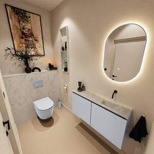 Mondiaz TURE-DLUX 100cm toiletmeubel Clay. EDEN wastafel Opalo positie rechts. Zonder kraangat. TUREDX100CLAR0OPA