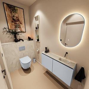 Mondiaz TURE-DLUX 100cm toiletmeubel Clay. EDEN wastafel Ostra positie rechts. Zonder kraangat. TUREDX100CLAR0OST