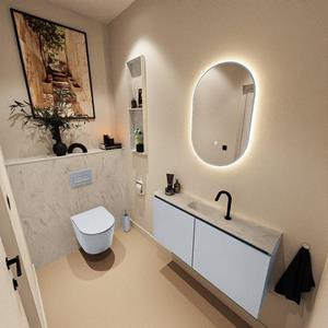 Mondiaz TURE-DLUX 100cm toiletmeubel Clay. EDEN wastafel Opalo positie midden. Met 1 kraangat. TUREDX100CLAM1OPA