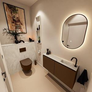 Mondiaz TURE-DLUX 100cm toiletmeubel Rust. EDEN wastafel Ostra positie rechts. Met 1 kraangat. TUREDX100RUSR1OST