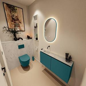 Mondiaz TURE-DLUX 100cm toiletmeubel Smag. EDEN wastafel Opalo positie links. Zonder kraangat. TUREDX100SMAL0OPA