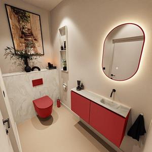 Mondiaz TURE-DLUX 100cm toiletmeubel Fire. EDEN wastafel Ostra positie rechts. Zonder kraangat. TUREDX100FIRR0OST