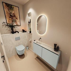 Mondiaz TURE-DLUX 100cm toiletmeubel Greey. EDEN wastafel Ostra positie links. Zonder kraangat. TUREDX100GREL0OST