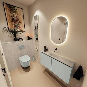 Mondiaz TURE-DLUX 100cm toiletmeubel Greey. EDEN wastafel Opalo positie midden. Zonder kraangat. TUREDX100GREM0OPA