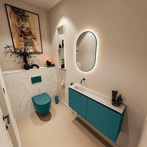 Mondiaz TURE-DLUX 100cm toiletmeubel Smag. EDEN wastafel Ostra positie links. Zonder kraangat. TUREDX100SMAL0OST