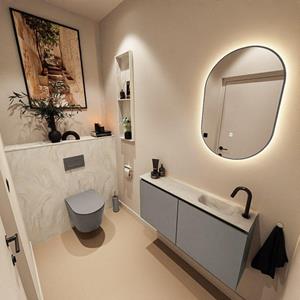 Mondiaz TURE-DLUX 100cm toiletmeubel Smoke. EDEN wastafel Ostra positie rechts. Met 1 kraangat. TUREDX100SMOR1OST