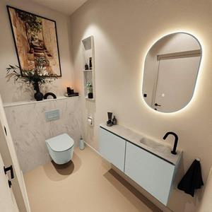 Mondiaz TURE-DLUX 100cm toiletmeubel Greey. EDEN wastafel Opalo positie rechts. Met 1 kraangat. TUREDX100GRER1OPA