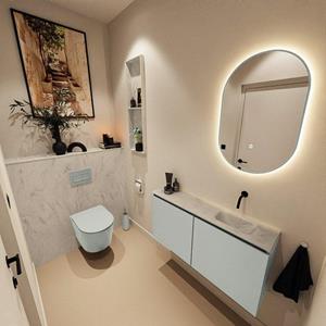 Mondiaz TURE-DLUX 100cm toiletmeubel Greey. EDEN wastafel Opalo positie rechts. Zonder kraangat. TUREDX100GRER0OPA