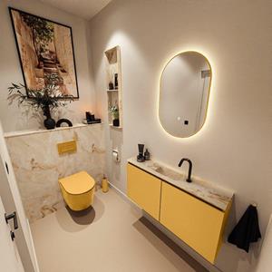 Mondiaz TURE-DLUX 100cm toiletmeubel Ocher. EDEN wastafel Frappe positie midden. Met 1 kraangat. TUREDX100OCHM1FRA