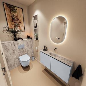 Mondiaz TURE-DLUX 100cm toiletmeubel Clay. EDEN wastafel Glace positie midden. Zonder kraangat. TUREDX100CLAM0GLA