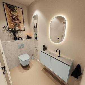 Mondiaz TURE-DLUX 100cm toiletmeubel Greey. EDEN wastafel Opalo positie midden. Met 1 kraangat. TUREDX100GREM1OPA