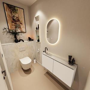 Mondiaz TURE-DLUX 100cm toiletmeubel Talc. EDEN wastafel Ostra positie links. Met 1 kraangat. TUREDX100TALL1OST