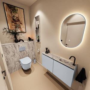 Mondiaz TURE-DLUX 100cm toiletmeubel Clay. EDEN wastafel Glace positie rechts. Met 1 kraangat. TUREDX100CLAR1GLA