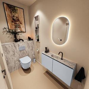 Mondiaz TURE-DLUX 100cm toiletmeubel Clay. EDEN wastafel Glace positie midden. Met 1 kraangat. TUREDX100CLAM1GLA