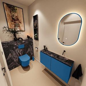 Mondiaz TURE-DLUX 100cm toiletmeubel Jeans. EDEN wastafel Lava positie rechts. Zonder kraangat. TUREDX100JEAR0LAV