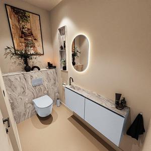 Mondiaz TURE-DLUX 120cm toiletmeubel Clay. EDEN wastafel Glace positie links. Met 1 kraangat. TUREDX120CLAL1GLA