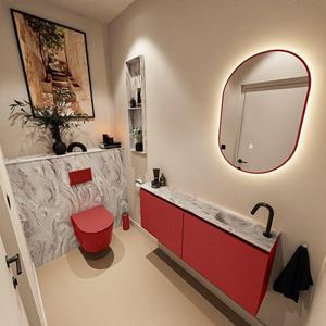 Mondiaz TURE-DLUX 120cm toiletmeubel Fire. EDEN wastafel Glace positie rechts. Met 1 kraangat. TUREDX120FIRR1GLA