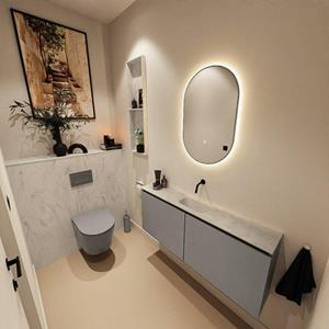 Mondiaz TURE-DLUX Toiletmeubel - 120cm - Smoke - EDEN - wastafel Opalo - positie midden - Zonder kraangat TUREDX120SMOM0OPA