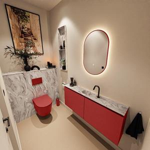 Mondiaz TURE-DLUX 120cm toiletmeubel Fire. EDEN wastafel Glace positie midden. Met 1 kraangat. TUREDX120FIRM1GLA