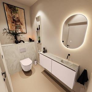 Mondiaz TURE-DLUX 120cm toiletmeubel Rosee. EDEN wastafel Ostra positie rechts. Zonder kraangat. TUREDX120ROSR0OST