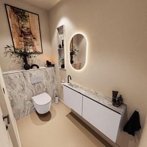 Mondiaz TURE-DLUX 120cm toiletmeubel Cale. EDEN wastafel Glace positie links. Met 1 kraangat. TUREDX120CALL1GLA