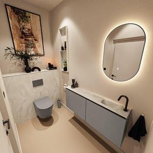 Mondiaz TURE-DLUX 120cm toiletmeubel Smoke. EDEN wastafel Ostra positie rechts. Met 1 kraangat. TUREDX120SMOR1OST